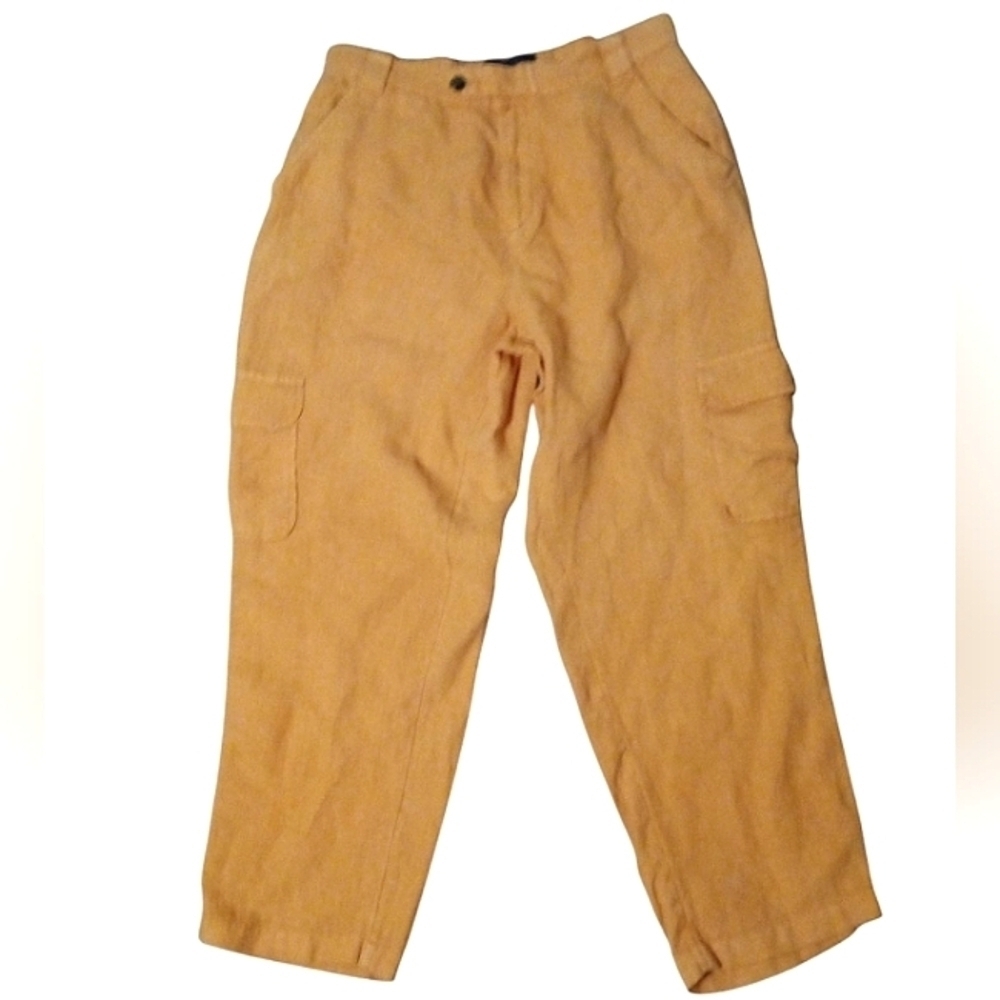 Rachel Roy Light Burnt Orange Cargo Style Relaxed Fit Linen‎ Pants Size Medium